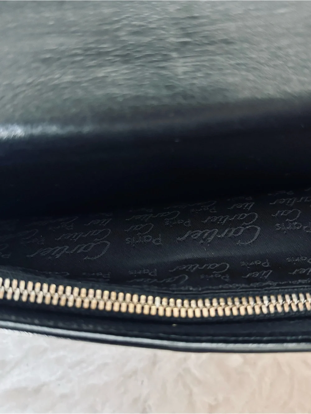 Cartier 2C Embossed Logo Vintage Black Leather Long Wallet